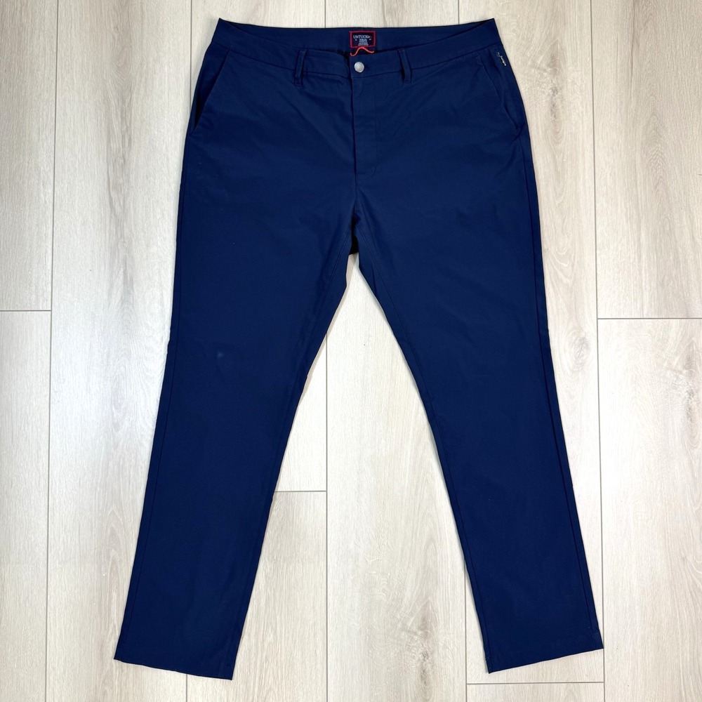 Untuckit Chancellor Pants‎ Men's 38x32 Navy Blue Straight Fit Polyester Stretch
